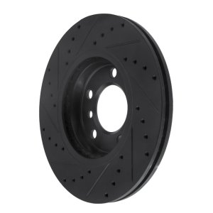 Mini Cooper Paceman Brake Rotor (1) - Front Right - R1 Concepts - Drilled & Slotted - Black - `11-`16